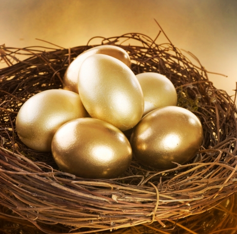 Image of golden eggs in a nest
