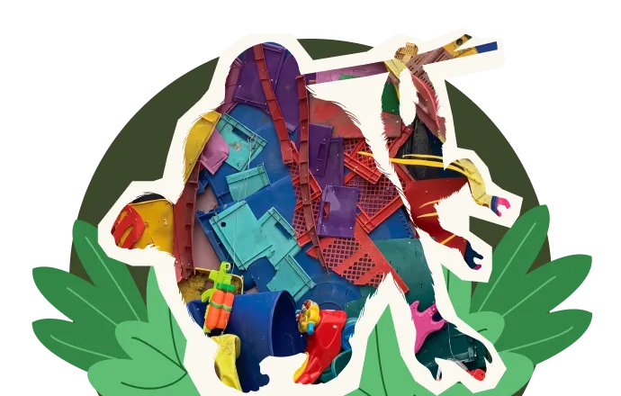 Orangutan sculpture made from discarded plastic materials for Singlife’s sustainability initiative